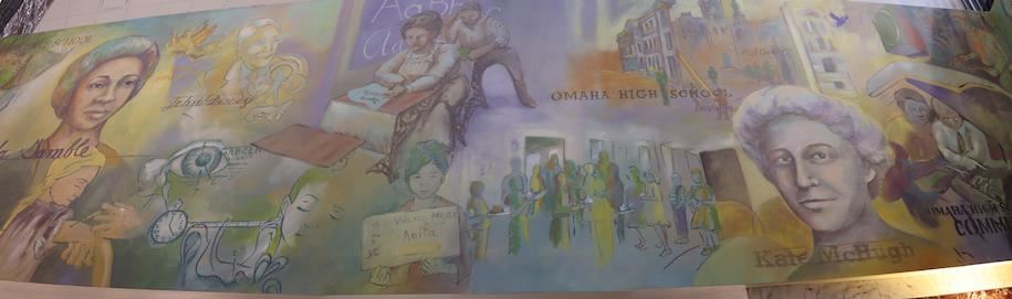 Panoramic view of historical moments and individuals important to Omaha Public Schools